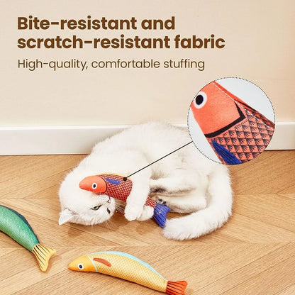 3D Simulation Catnip Fish Toy – Interactive Plush Goldfish with Sound for Cats and Kittens