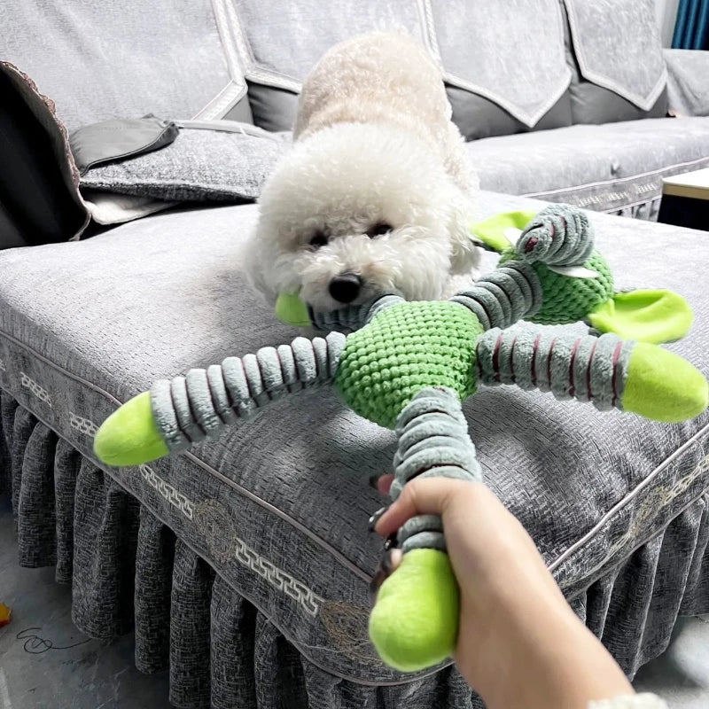 Anti-Anxiety Indestructible Dog Chew Toy – Squeaky Animal-Shaped Plush for Dogs of All Sizes, Teeth Cleaning & Stress Relief