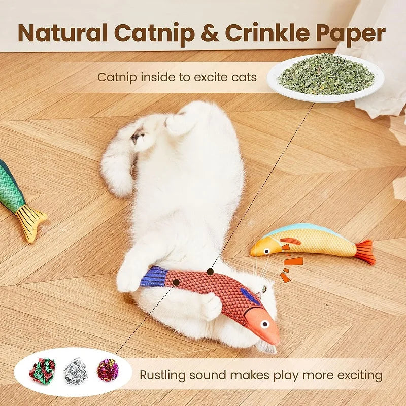 3D Simulation Catnip Fish Toy – Interactive Plush Goldfish with Sound for Cats and Kittens