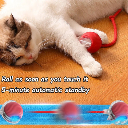 Rechargeable Smart Rolling Cat Toy – Interactive Ball with Faux Tail for Dogs & Cats, Mouse Imitation Design