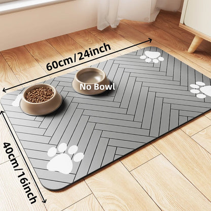 Absorbent Pet Feeding Mat with Waterproof Backing – Quick-Dry Placemat for Food & Water Bowls (Dogs & Cats)