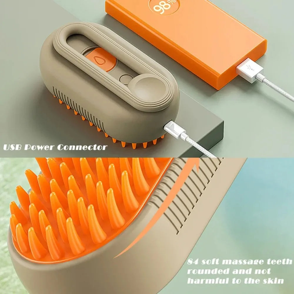 3-in-1 Electric Pet Grooming Brush – Steam, Massage & Shedding Tool for Cats & Dogs