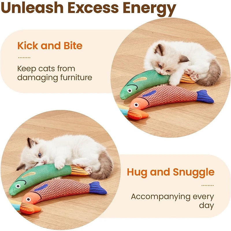 3D Simulation Catnip Fish Toy – Interactive Plush Goldfish with Sound for Cats and Kittens