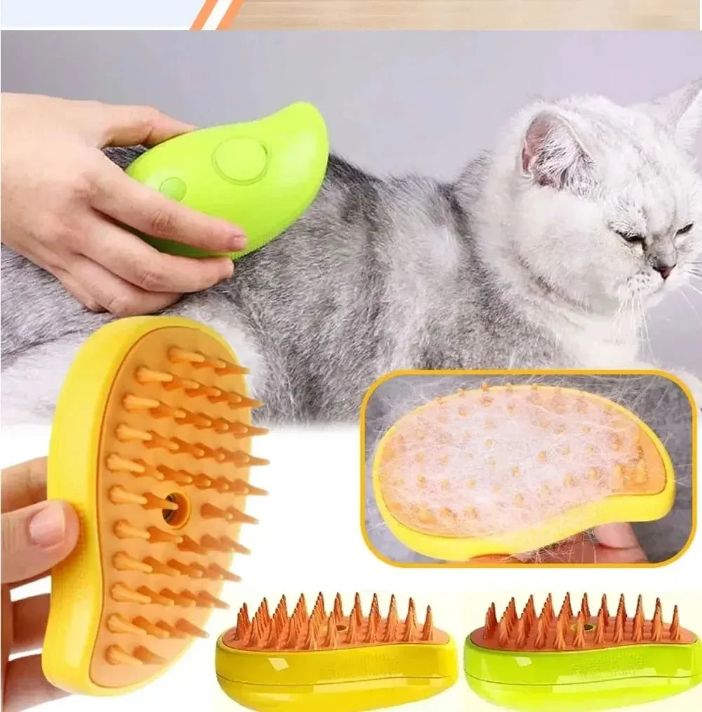 3-in-1 Electric Pet Grooming Brush – Steam, Massage & Shedding Tool for Cats & Dogs