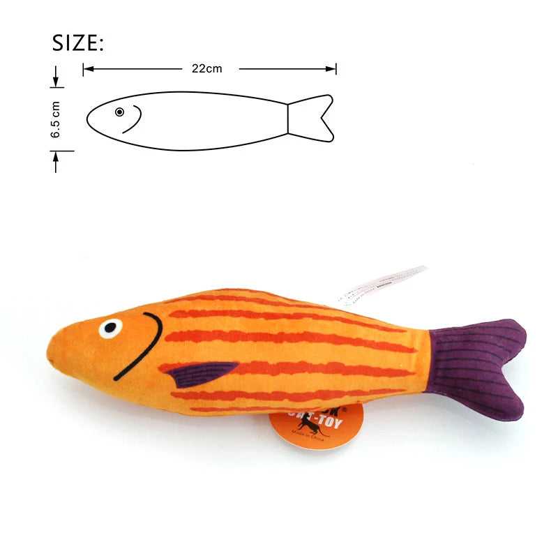 3D Simulation Catnip Fish Toy – Interactive Plush Goldfish with Sound for Cats and Kittens