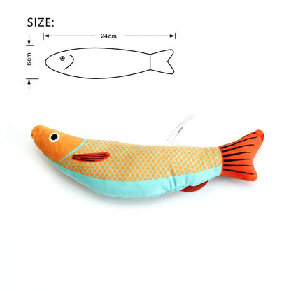 3D Simulation Catnip Fish Toy – Interactive Plush Goldfish with Sound for Cats and Kittens