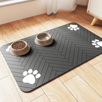 Absorbent Pet Feeding Mat with Waterproof Backing – Quick-Dry Placemat for Food & Water Bowls (Dogs & Cats)