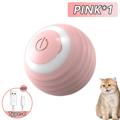 Rechargeable Smart Rolling Cat Toy – Interactive Ball with Faux Tail for Dogs & Cats, Mouse Imitation Design