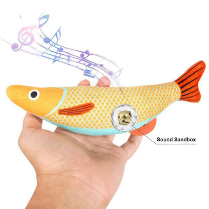 3D Simulation Catnip Fish Toy – Interactive Plush Goldfish with Sound for Cats and Kittens