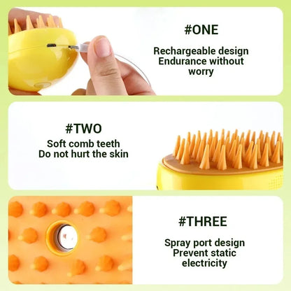 3-in-1 Electric Pet Grooming Brush – Steam, Massage & Shedding Tool for Cats & Dogs