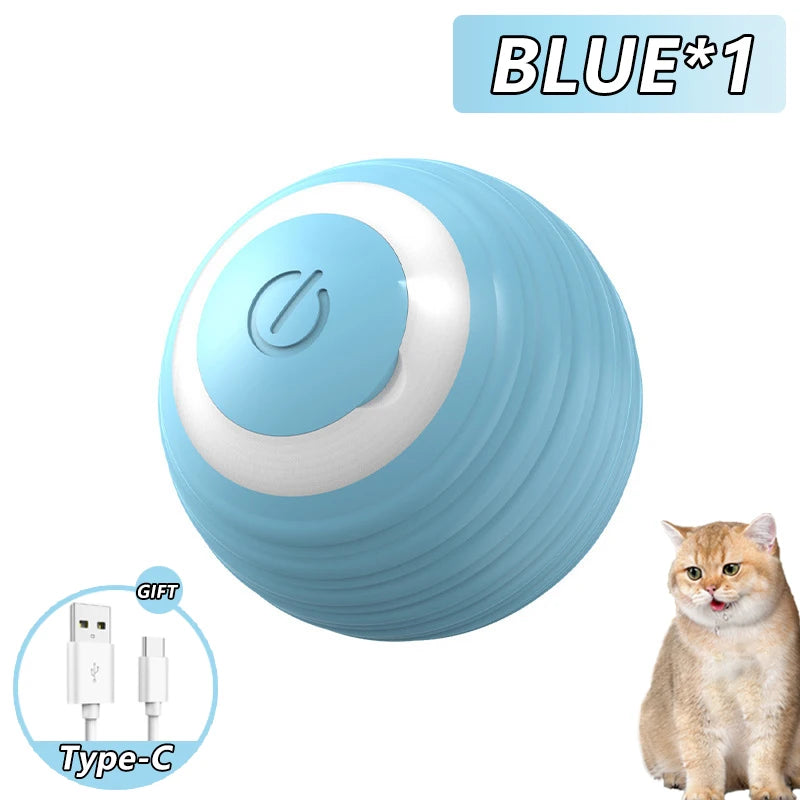 Rechargeable Smart Rolling Cat Toy – Interactive Ball with Faux Tail for Dogs & Cats, Mouse Imitation Design